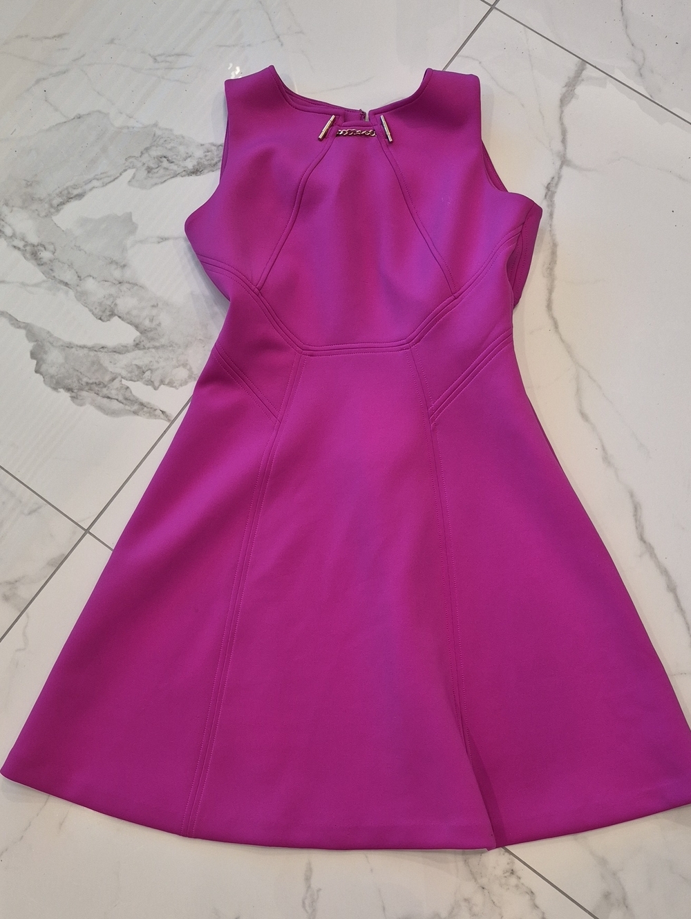 Ivanka Trump Sleeveless Fit-and-Flare Dress in Fuchsia